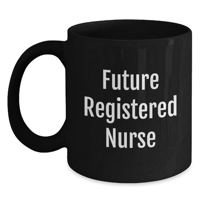 Funny Gifts from Mom to Future Registered Nurse, Unique Black Coffee Mug for Christmas, 'I'm not a morning person, but coffee helps' Quote - Main