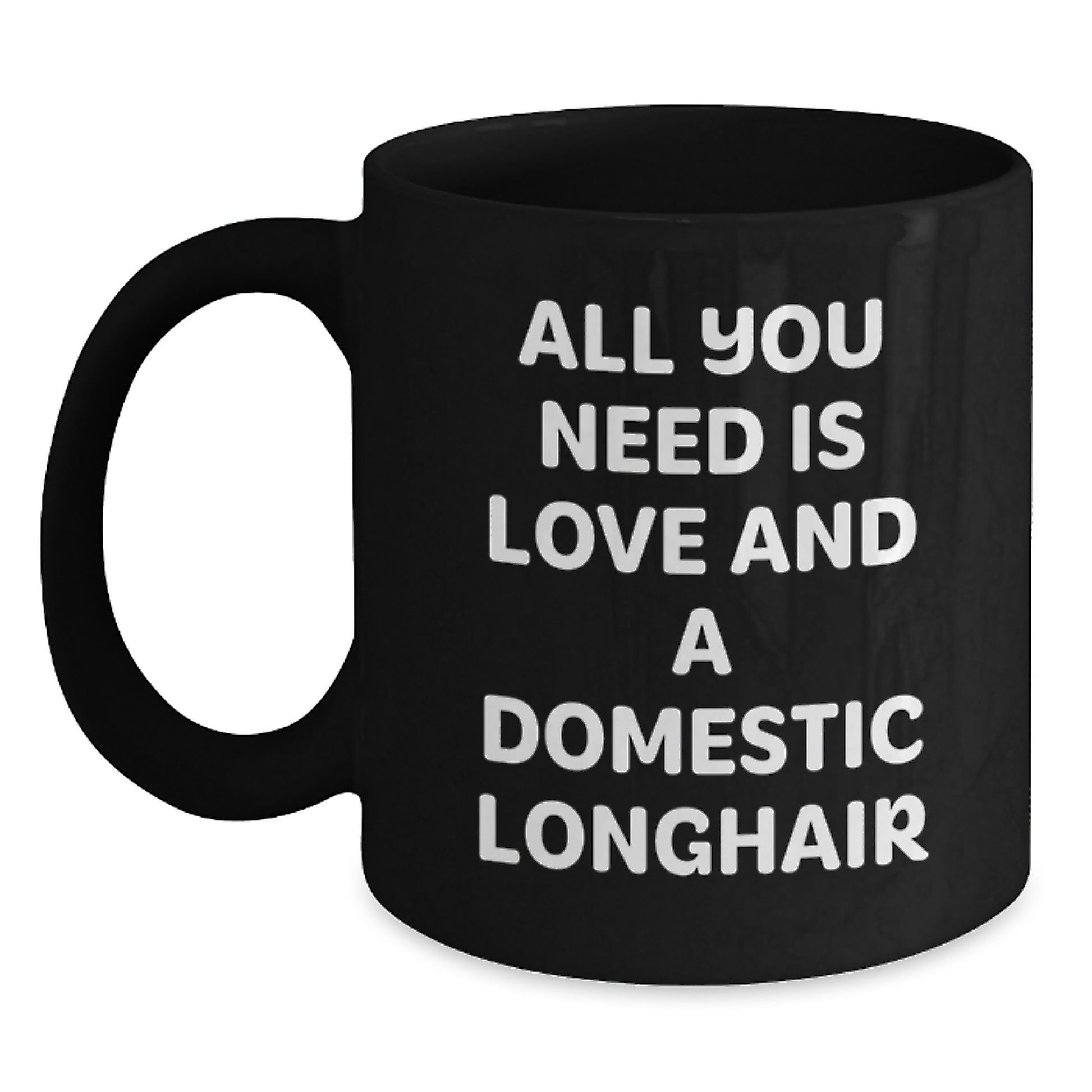 Domestic Longhair Cat Lovers' Funny Quotes Gifts from Friends for Graduation Unique Gifts to Him or Her Black Coffee Mug - Main