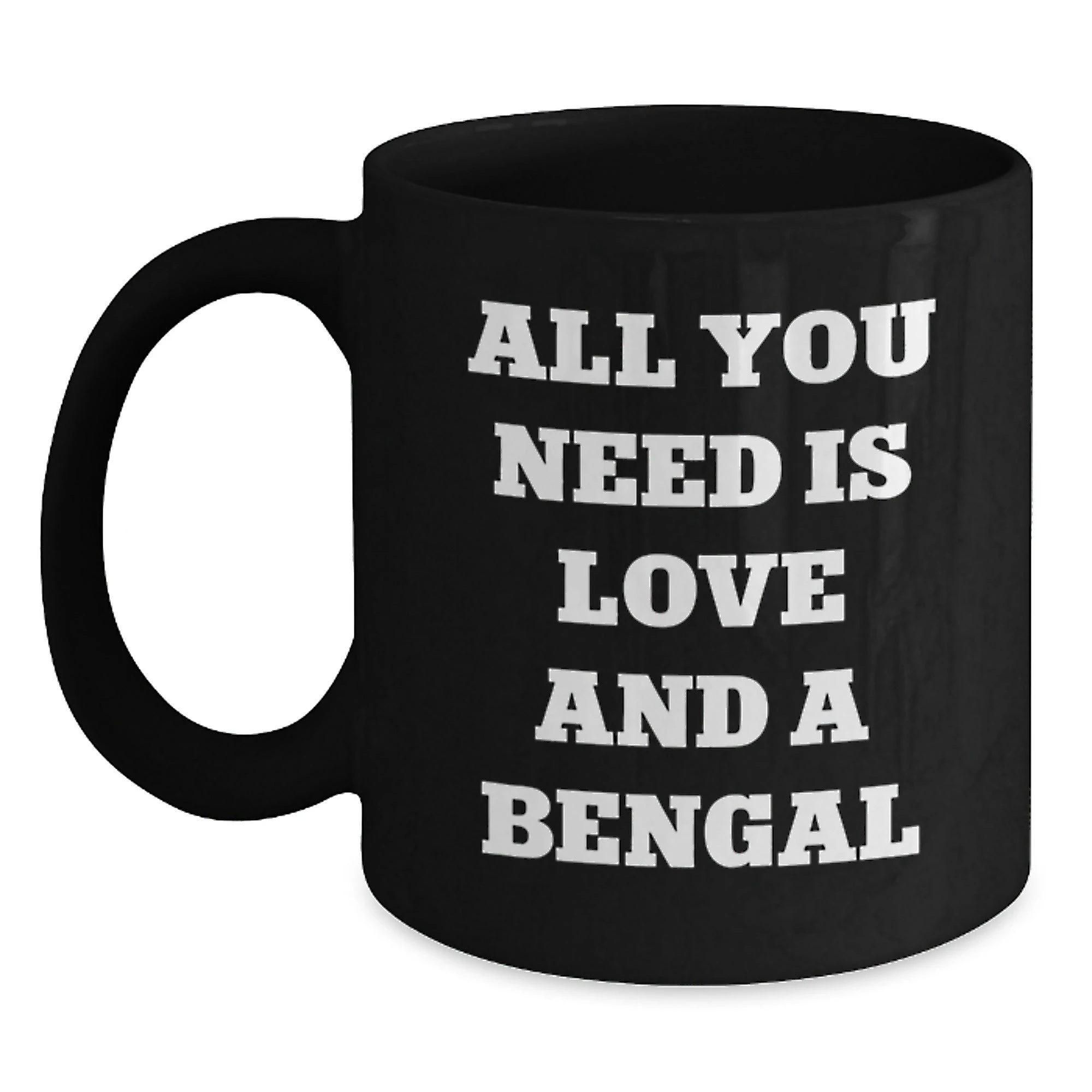 Love Bengal Cat Black Coffee Mug, Unique Valentine's Gifts from Friends for Cat Lovers