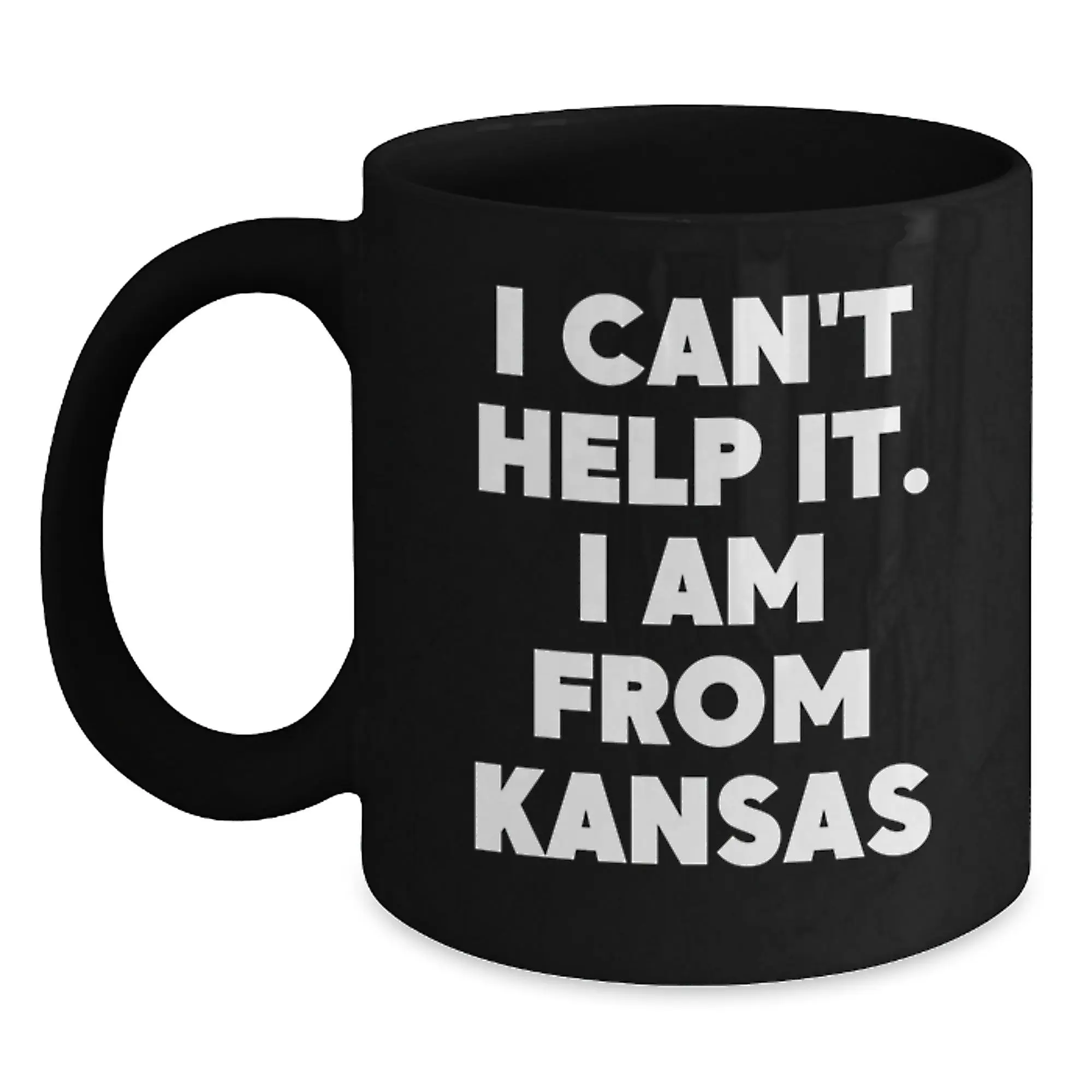 Funny Kansas Gifts from Friends, I'm From Kansas Black Coffee Mug for Birthday, Unique Kansas Lover Mug - Main