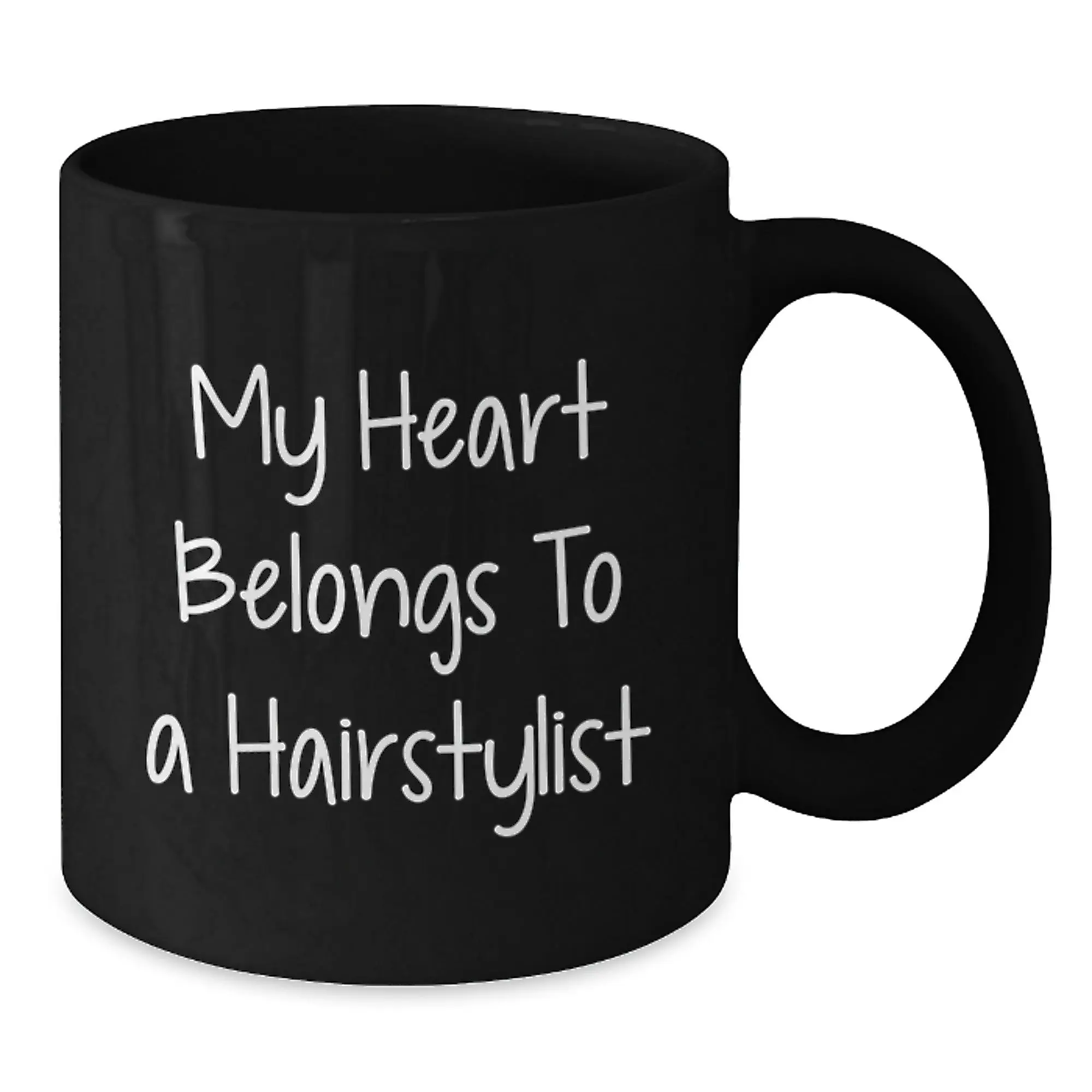 Funny Hairstylist Gifts for Men, Women, Friends, and Coworkers - My Heart Belongs To A Hairstylist, Black Coffee Mug, Graduation Unique Gifts from Men, Women, Friends, and Family - Additional