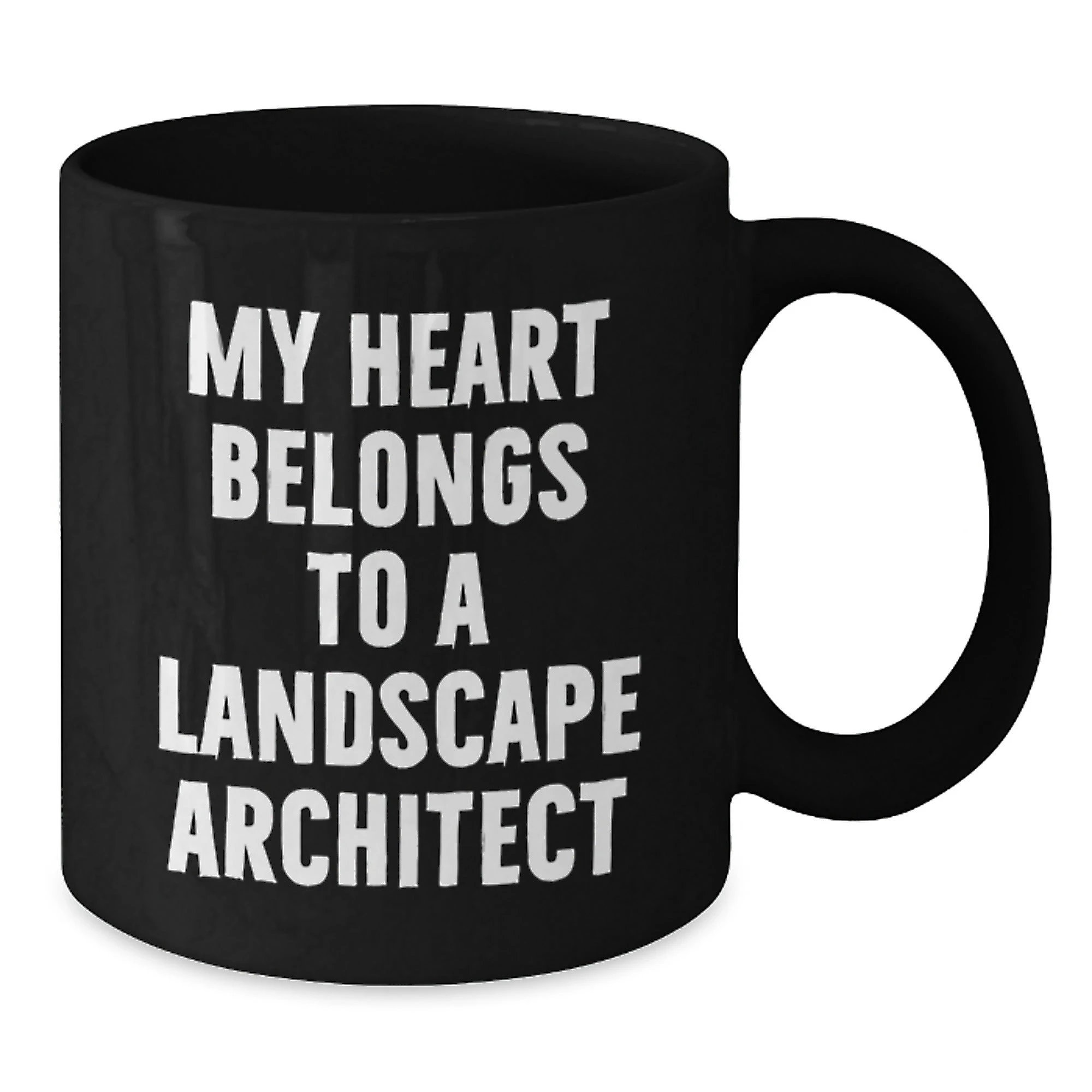 Funny Landscape Architect Gifts from Friends - 'My Heart Belongs To A Landscape Architect' Black Coffee Mug for Men Women Coworkers Family