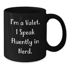Funny Valet Gifts from Men to Friends - Black Coffee Mug for Christmas Unique Presents