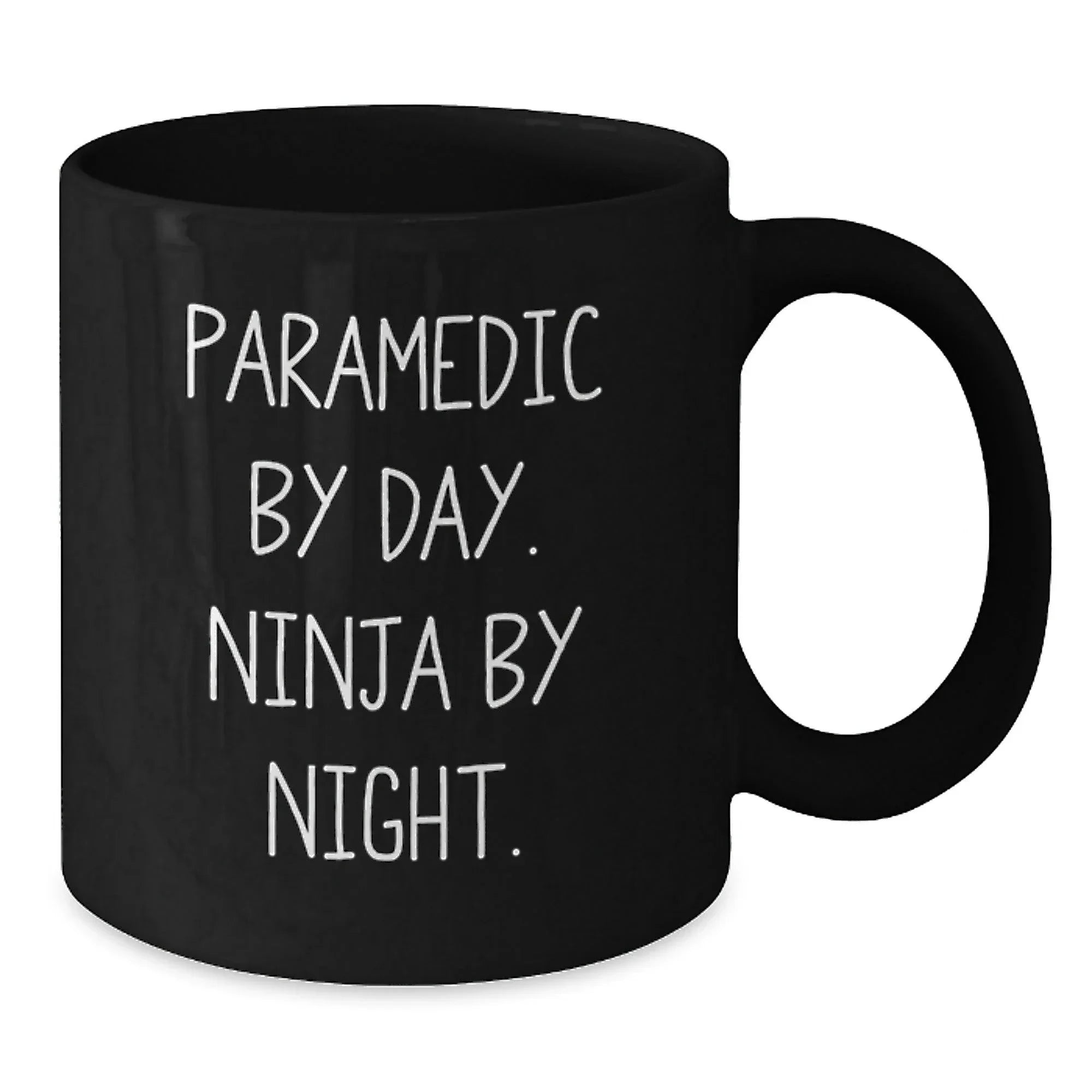 Funny Rescue Worker Gifts for Men by Day Ninja by Night Black Coffee Mug Christmas Unique