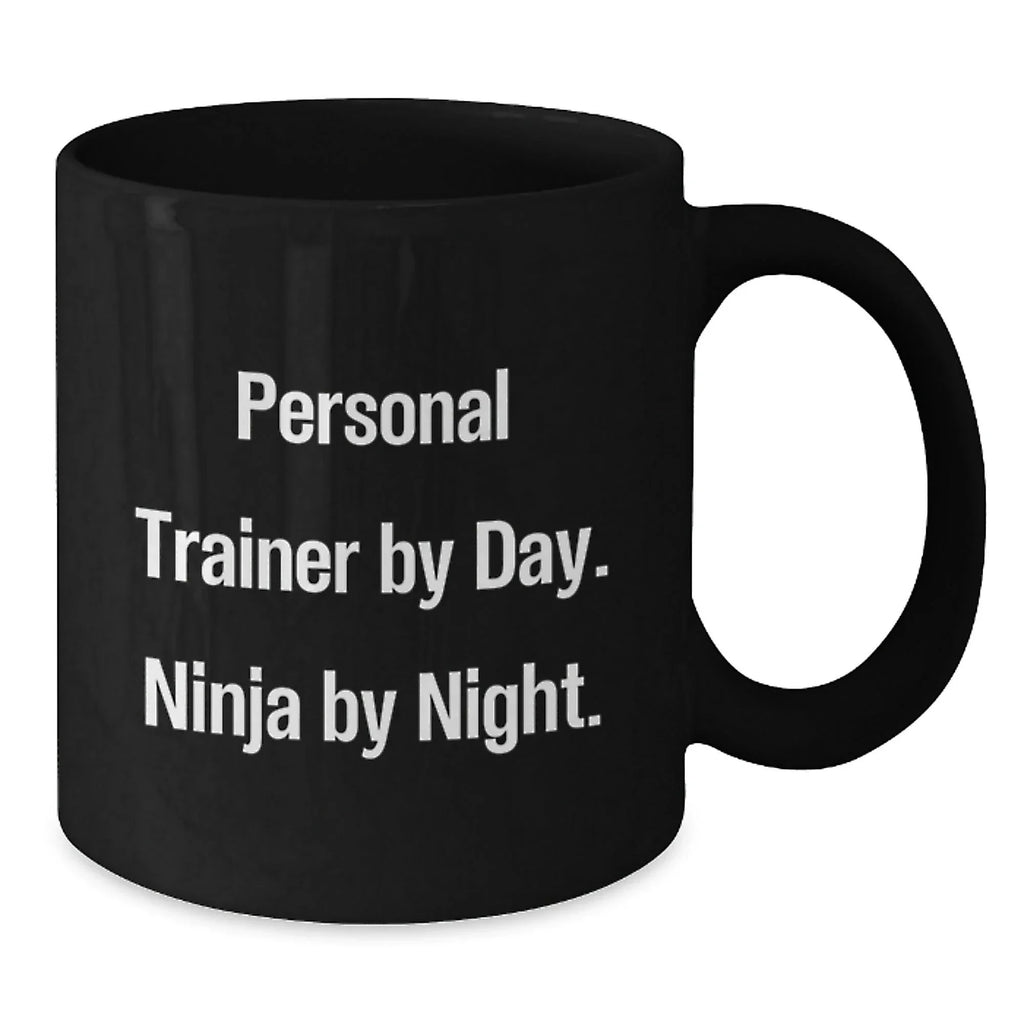Personal Trainer Gifts for Men - 'Personal Trainer By Day. Ninja By Night.' Christmas Unique Fun Humorous Black Coffee Mug
