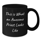 Funny Priest Gifts for Men - Christmas Unique Gifts from Friends - This Is What An Awesome Priest Looks Like Black Coffee Mug