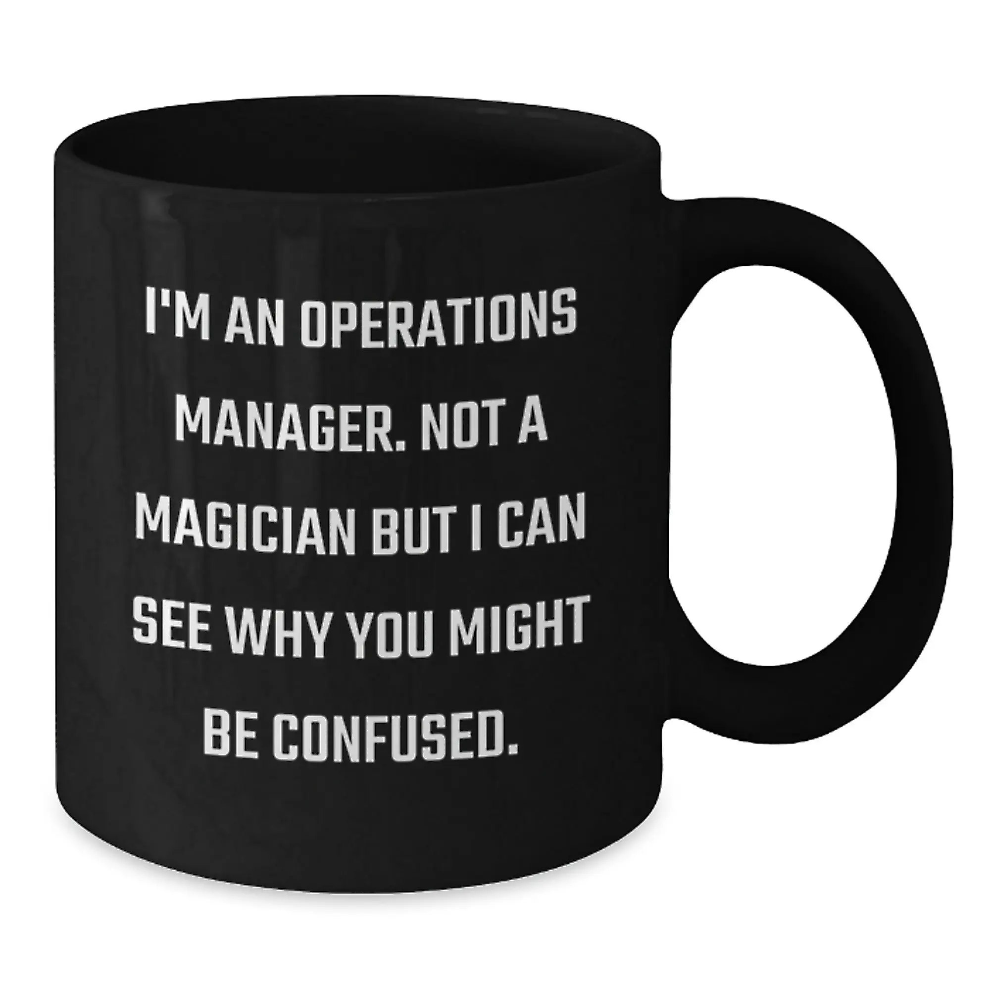 Funny Operations Manager Gifts for Coworkers, Birthday Unique Presents with I'm Not a Magician Mug, Black Ceramic Coffee Mugs for Friends and Family - Additional