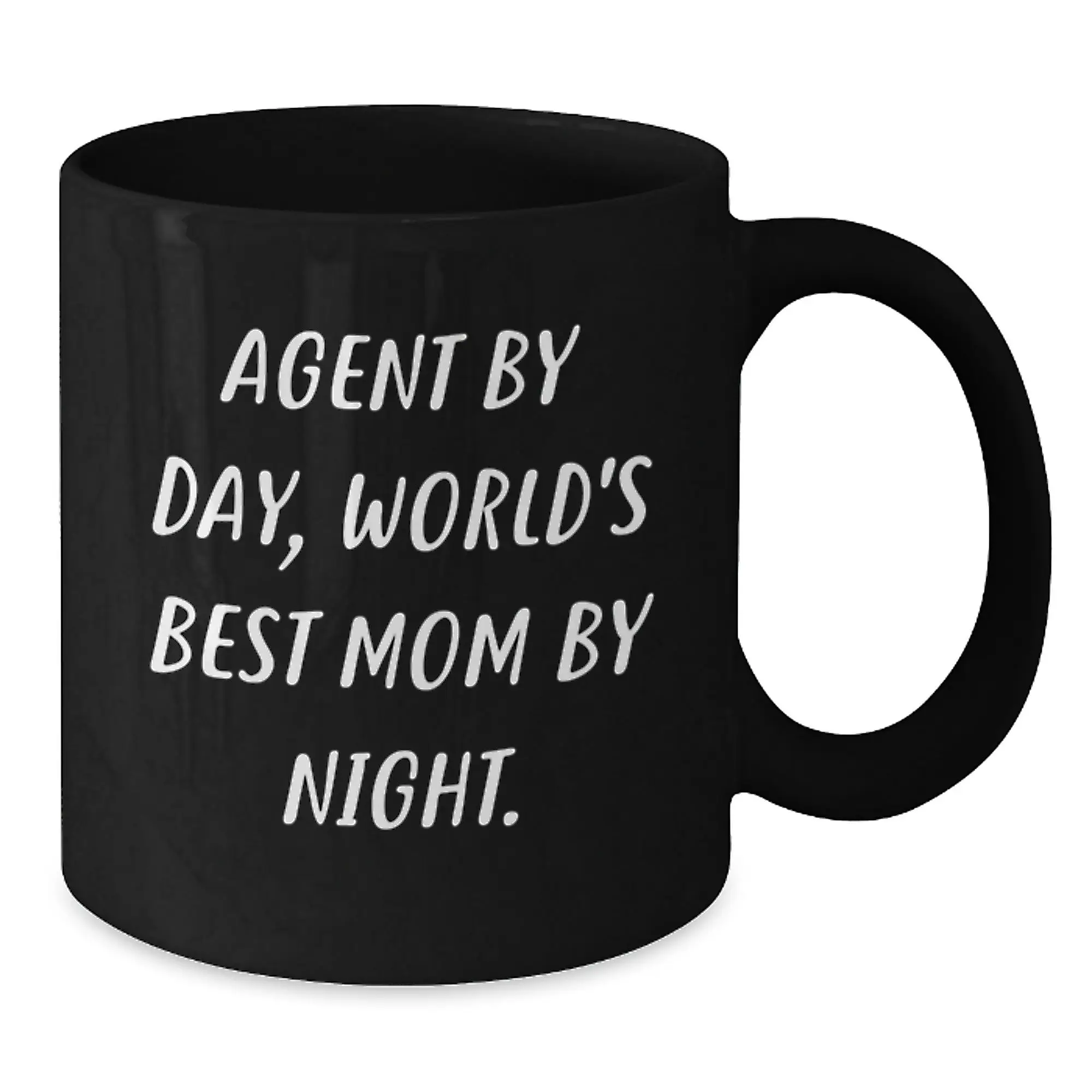 Funny Agent Gifts from Mom, Black Coffee Mug for Agent By Day World's Best Mom By Night, Birthday Unique Gifts for Agent - Additional
