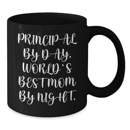 Principal Gifts, Funny Quotes, Black Coffee Mug for Graduation, Gifts from Friends, Gifts for Principal, Principal By Day, World's Best Mom By Night. - Additional