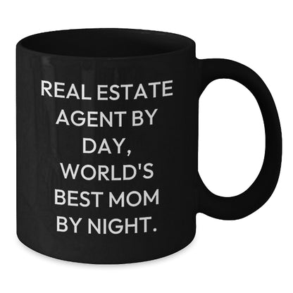 Real Estate Agent Gifts, Funny Quote, Black Coffee Mug for Birthday - Gifts from Mom to Real Estate Agent - Additional