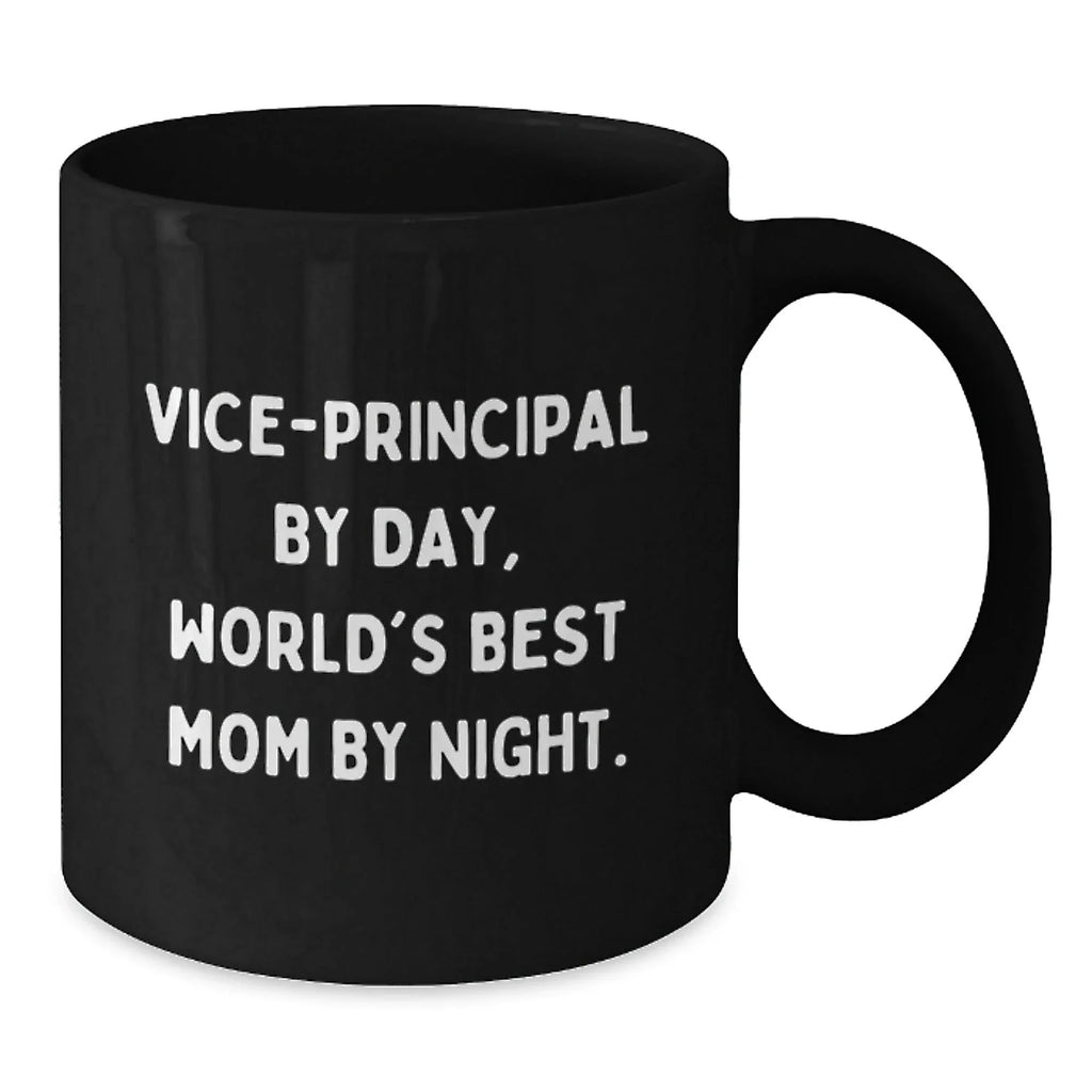 Funny Vice-principal Gifts for Men, Vice-principal by Day, World's Best Mom by Night Black Coffee Mug, Christmas Unique Ideas from Friends