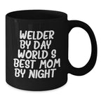 Funny Welder Gifts from Mom for Men, Black Coffee Mugs, Unique Christmas Unique Gifts for Dad, World's Best Mom Ceramic Mugs