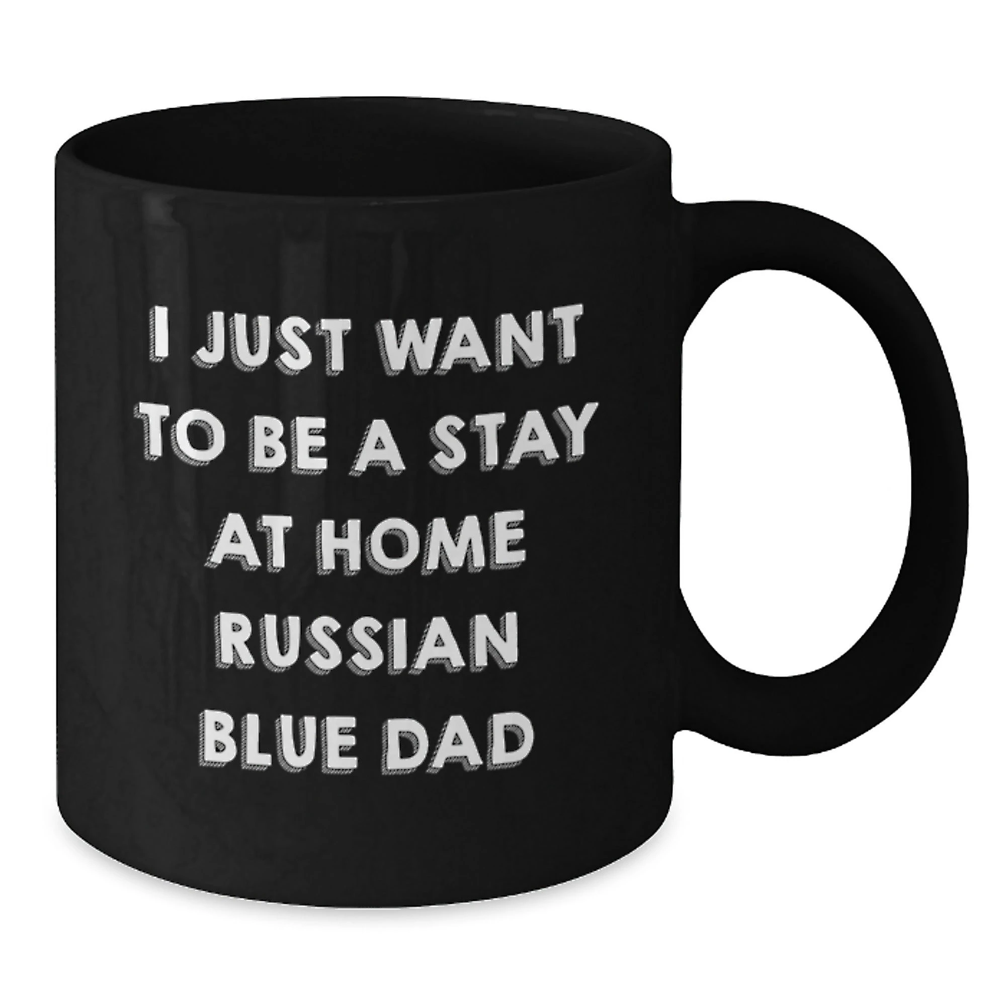 Russian Blue Cat Lover Gifts from Dad to Men Funny Black Coffee Mug for Christmas Unique Presents