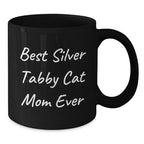 Funny Silver Tabby Cat Mom Gifts Black Coffee Mug