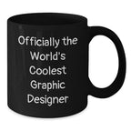 Funny Graphic Designer Gifts for Men from Women, Black Coffee Mug with 'Officially The World's Coolest Graphic Designer' Quote, Unique Graduation Gifts