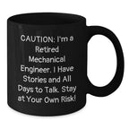 Mechanical Engineer Gifts from Friends, Funny Quotes Black Coffee Mug, Stay At Your Own Risk!, Unique Christmas Unique Gifts for Men, Women, Coworkers, Family, 11oz or 15oz Ceramic Mug