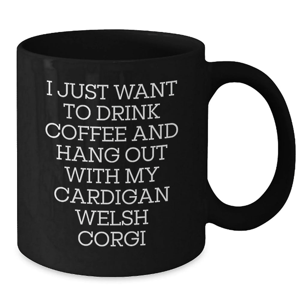 Funny Cardigan Welsh Corgi Dog Gifts from Friends, Cardigan Welsh Corgi Dog Lovers Black Coffee Mug for Men, Unique Valentine's Gifts for Him