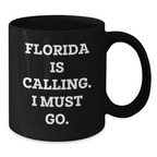 Funny Florida Quotes Gifts from Friends and Family for Birthday Unique Florida Is Calling I Must Go Black Coffee Mug - Additional