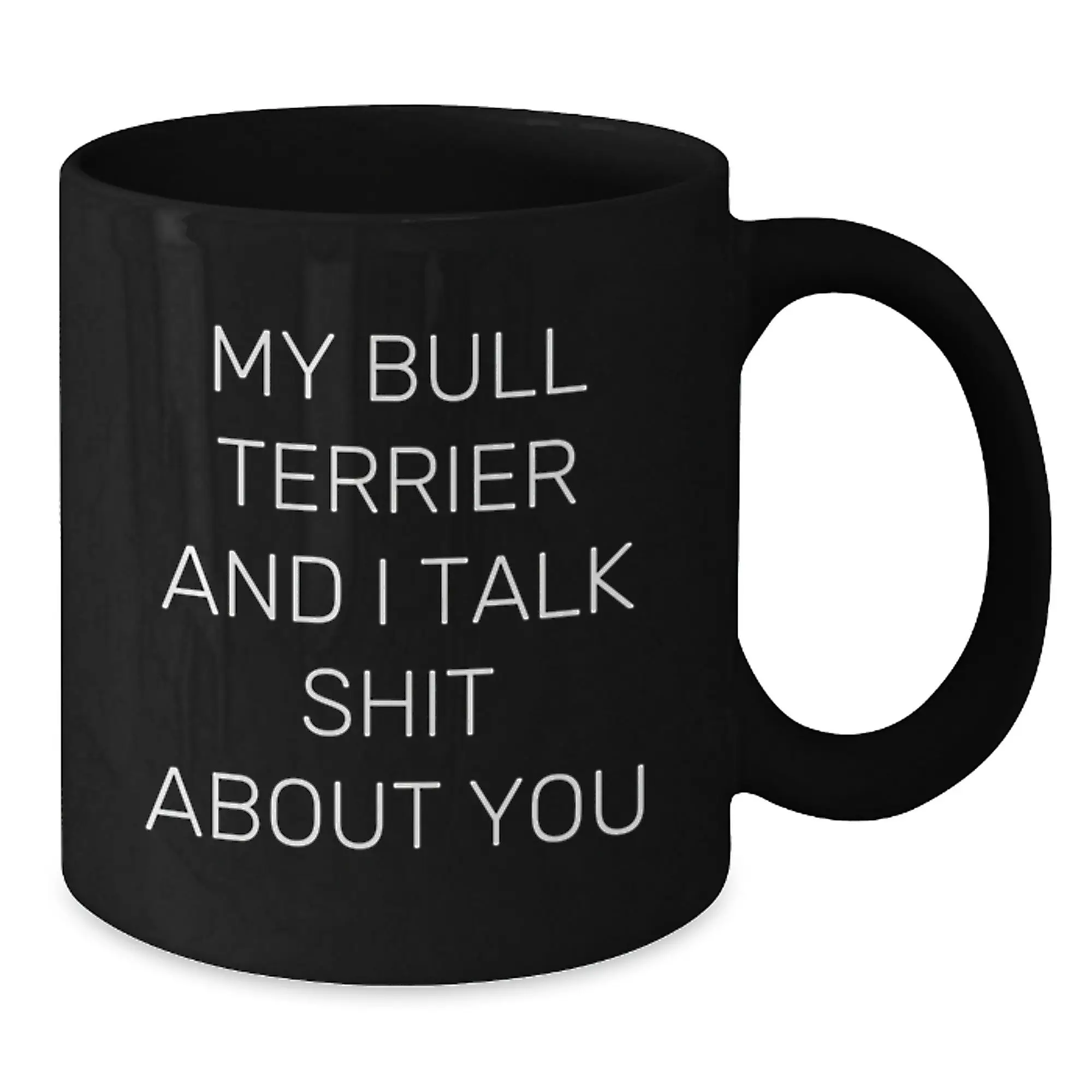 Funny Bull Terrier Dog Gifts from Men, Black Coffee Mugs for Valentine's, My Bull Terrier And I Talk Shit About You Quote - Additional