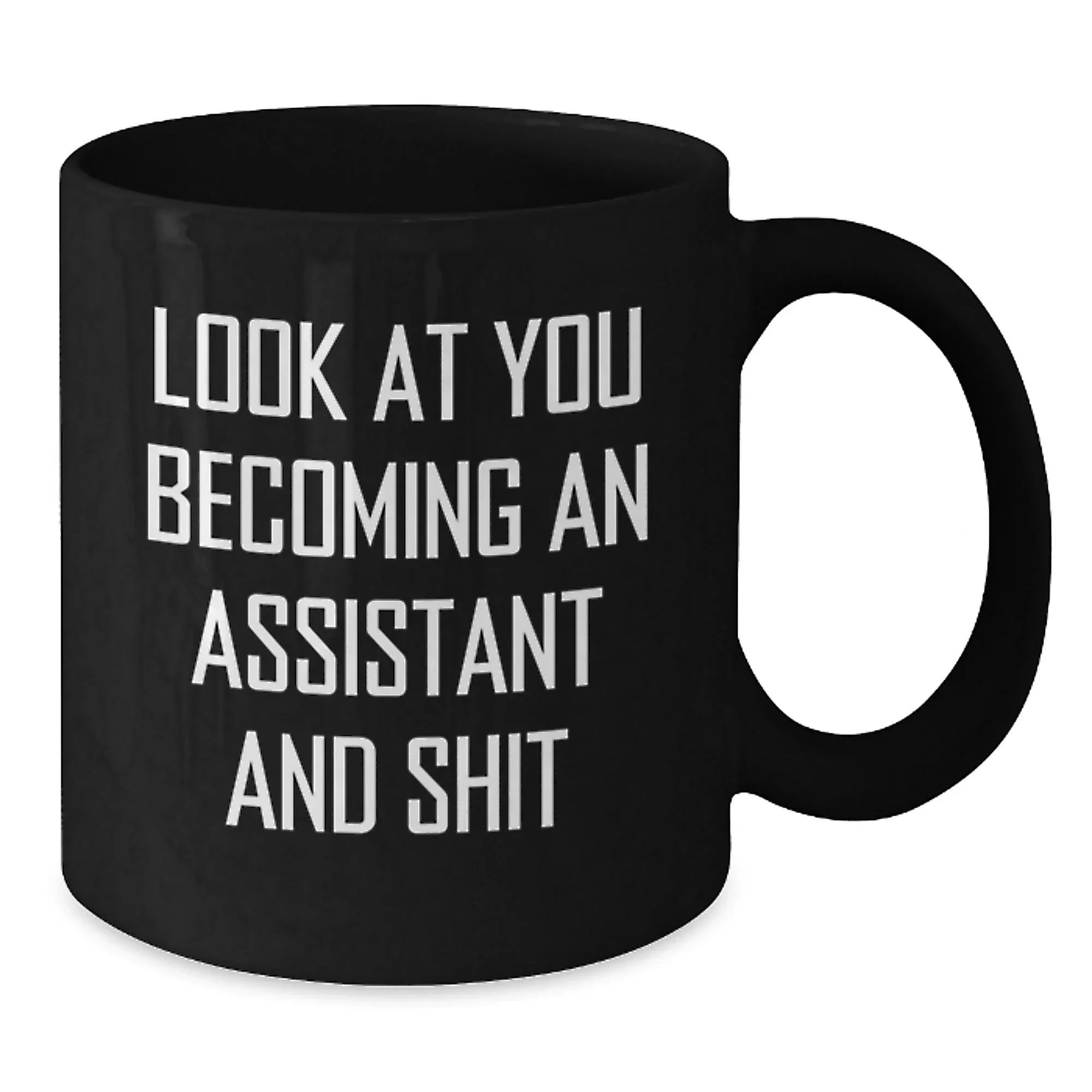 Funny Assistant Gifts from Friends for Assistant, Black Coffee Mug with Look At You Becoming An Assistant And Shit Quote, Christmas Unique Gifts