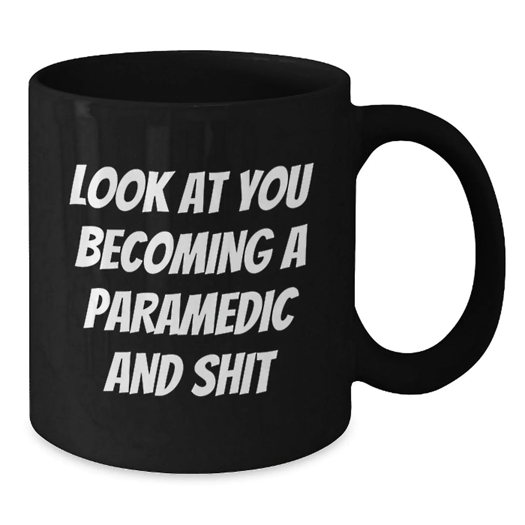 Rescue Worker Gifts Funny Birthday Black Coffee Mug 'Look At You Becoming A Rescue Worker'