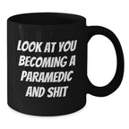 Rescue Worker Gifts Funny Birthday Black Coffee Mug 'Look At You Becoming A Rescue Worker'