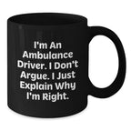 Funny Ambulance Driver Gifts from Friends for Ambulance Driver Men Black Coffee Mug, Ambulance Driver Humor for Ambulance Driver at Christmas