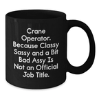 Funny Crane Operator Gifts for Men, Black Coffee Mug, Unique Graduation Unique Gifts from Friends, Classy Sassy And A Bit Fearlessy Is Not An Official Job Title - Additional