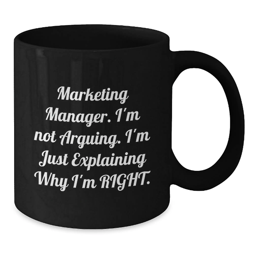 Marketing Manager Black Coffee Mug Idea for Coworkers Birthday Gift - Additional