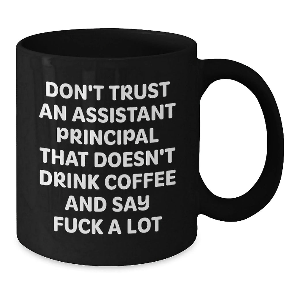 Funny Assistant Principal Gifts for Men, Black Coffee Mug, Christmas Unique Presents from Friends, Family, or Coworkers - 'Don't Trust An Assistant Principal...'