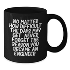 Funny Engineer Gifts for Him - Merry Christmas Unique Black Coffee Mug with Inspirational Quote - Gifts from Men to Colleagues
