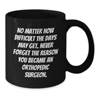Orthopedic Surgeon Inspirational Graduation Gifts for Him from Friends, Funny Coffee Mug for Men, Black Ceramic 11oz or 15oz - Additional