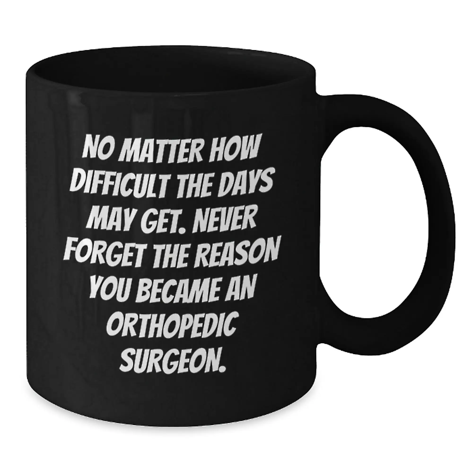 Orthopedic Surgeon Inspirational Graduation Gifts for Him from Friends, Funny Coffee Mug for Men, Black Ceramic 11oz or 15oz - Additional