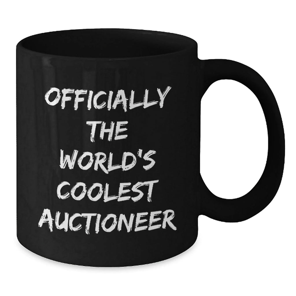 Funny Officially The Worlds Coolest Auctioneer Gifts from Men for Family Black Coffee Mug Christmas Unique