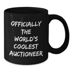 Funny Officially The Worlds Coolest Auctioneer Gifts from Men for Family Black Coffee Mug Christmas Unique