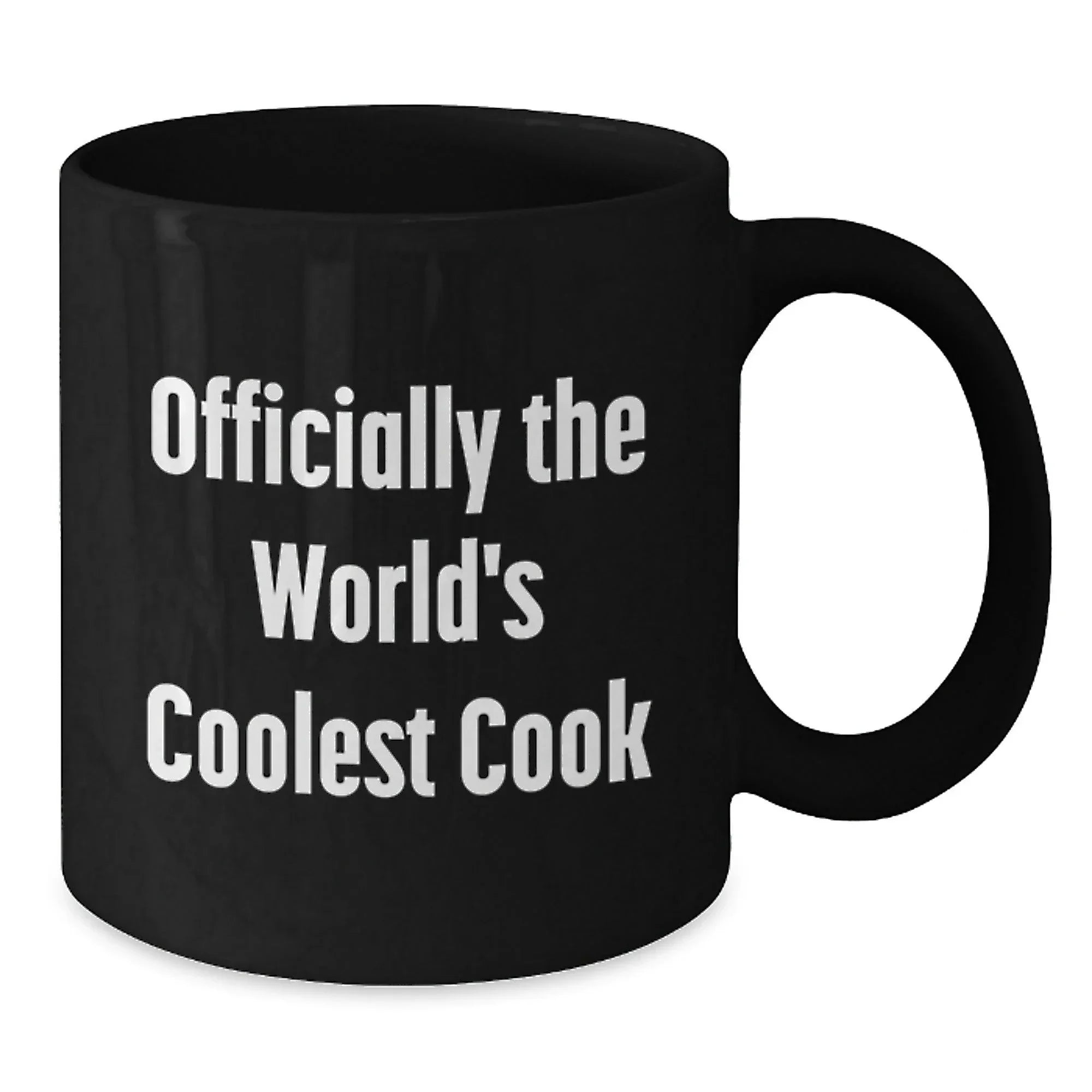 Funny Inspirational Gifts for Cooks, Black Coffee Mug for World's Coolest Cook, Christmas Unique Presents from Men to Cook Friends