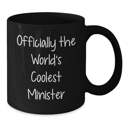 Funny Minister Gifts, Officially The World's Coolest Minister Quote, Black Coffee Mug for Minister, Unique Christmas Unique Gifts from Men to Minister - Additional