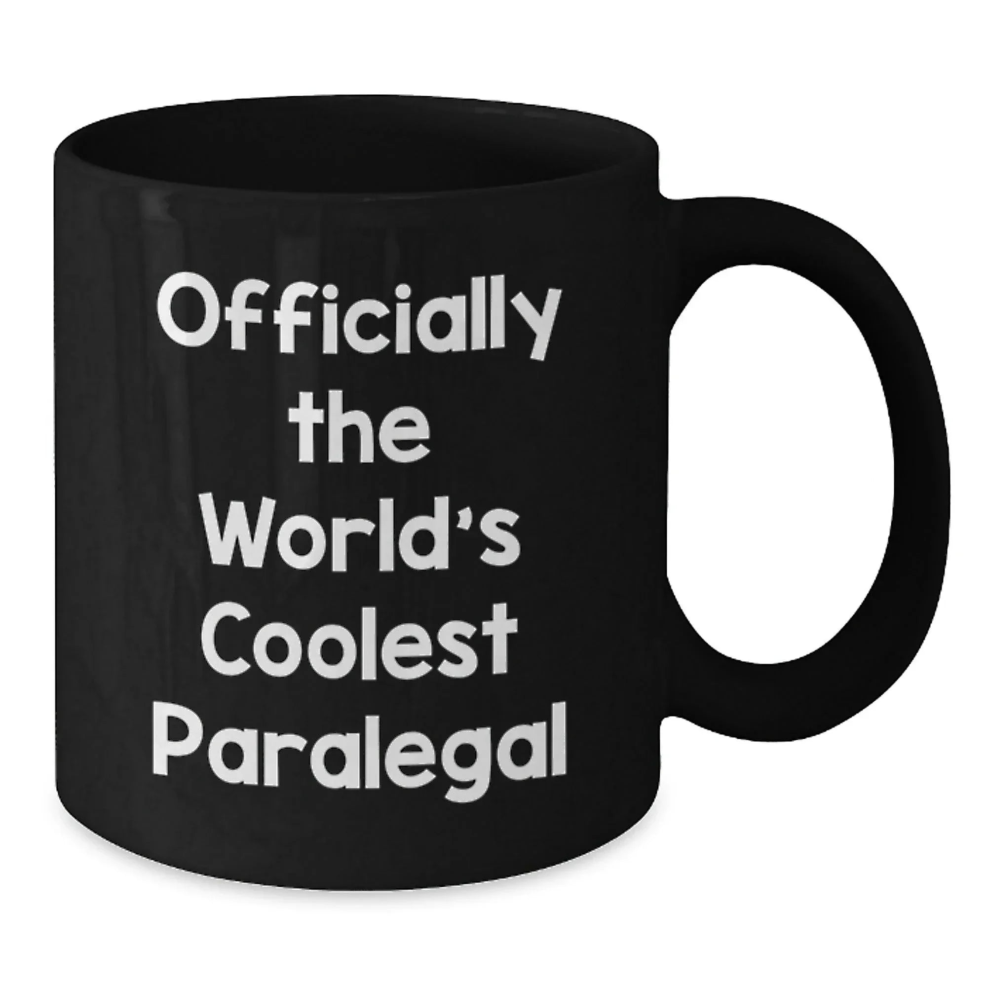 Funny Paralegal Gifts for Christmas, 'Officially The World's Coolest Paralegal' Black Coffee Mug, Great for Paralegal Men or Women
