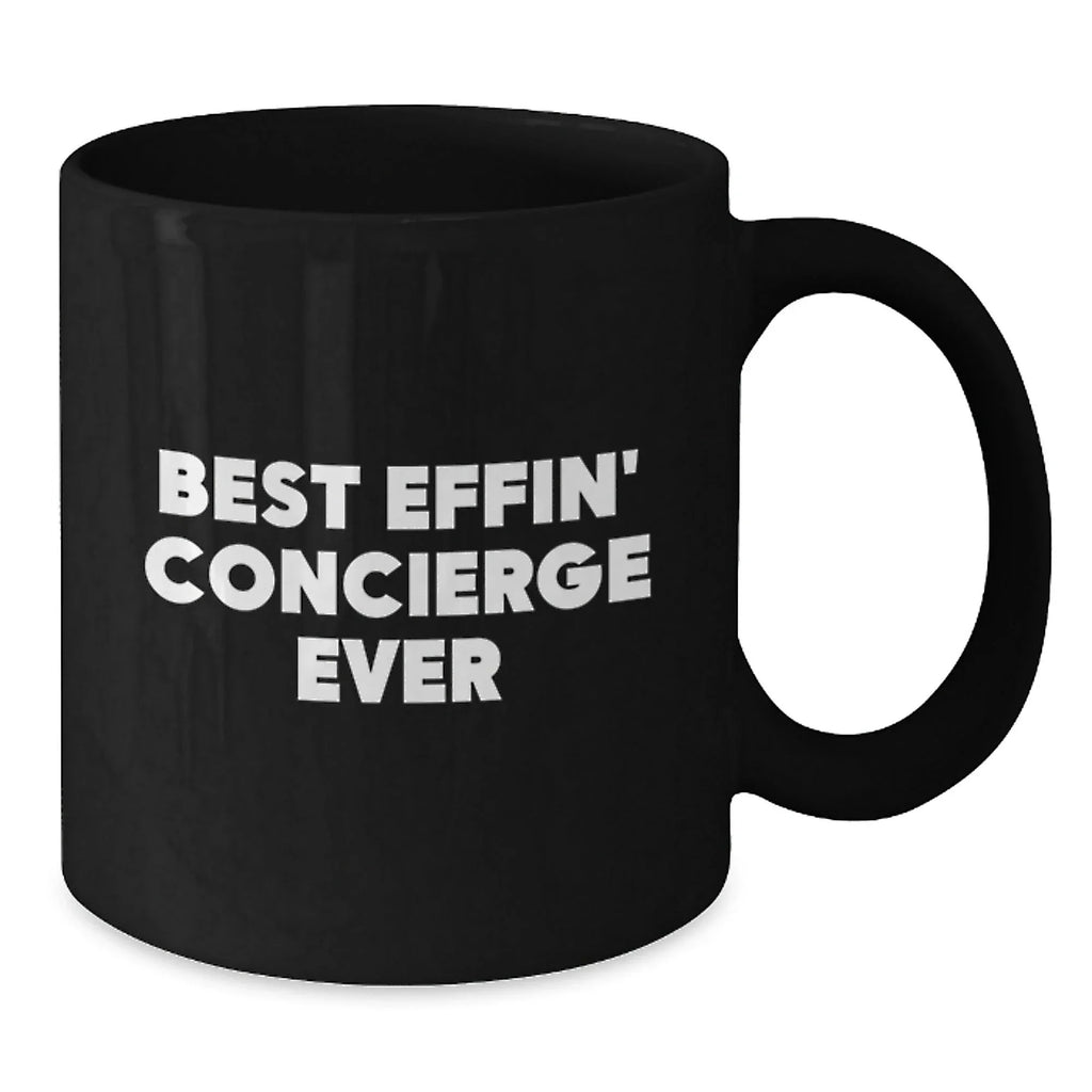 Funny Concierge Gifts for Best Effin' Concierge Ever Black Coffee Mugs Gifts from Men to Family and Friends Christmas Unique Presents