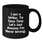 Funny Writer Gifts from Mom to Son for Christmas Unique Black Coffee Mugs, Inspirational Quote, 11oz, Perfect for Writer Friends