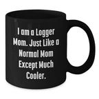 Funny Logger Mom Gifts from Friends for Logger, Unique Christmas Unique Gifts for Men, Logger Black Coffee Mug with I Am A Logger Mom Quote