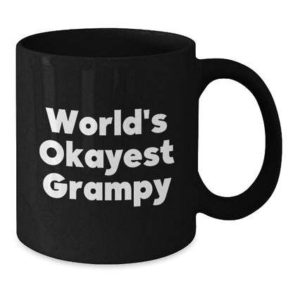 Funny Grampy Gifts, World's Okayest Grampy Black Coffee Mug, Birthday Unique Gifts from Men to Grampy - Additional
