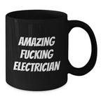 Funny Electrician Gifts from Men, Unique Black Coffee Mugs for Electrician Friends, Christmas Unique