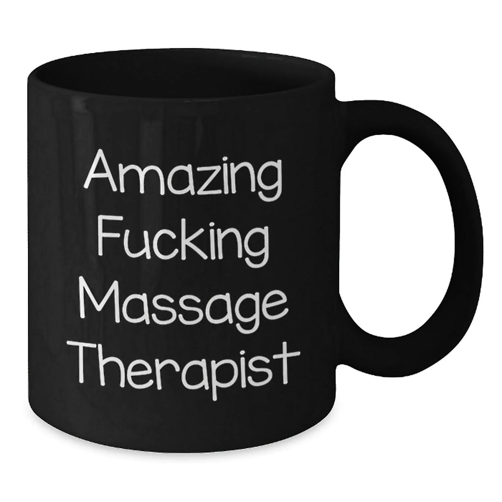 Funny Massage Therapist Gifts from Men, Unique Black Coffee Mug for Massage Therapist, Christmas Unique Gifts for Friends and Family