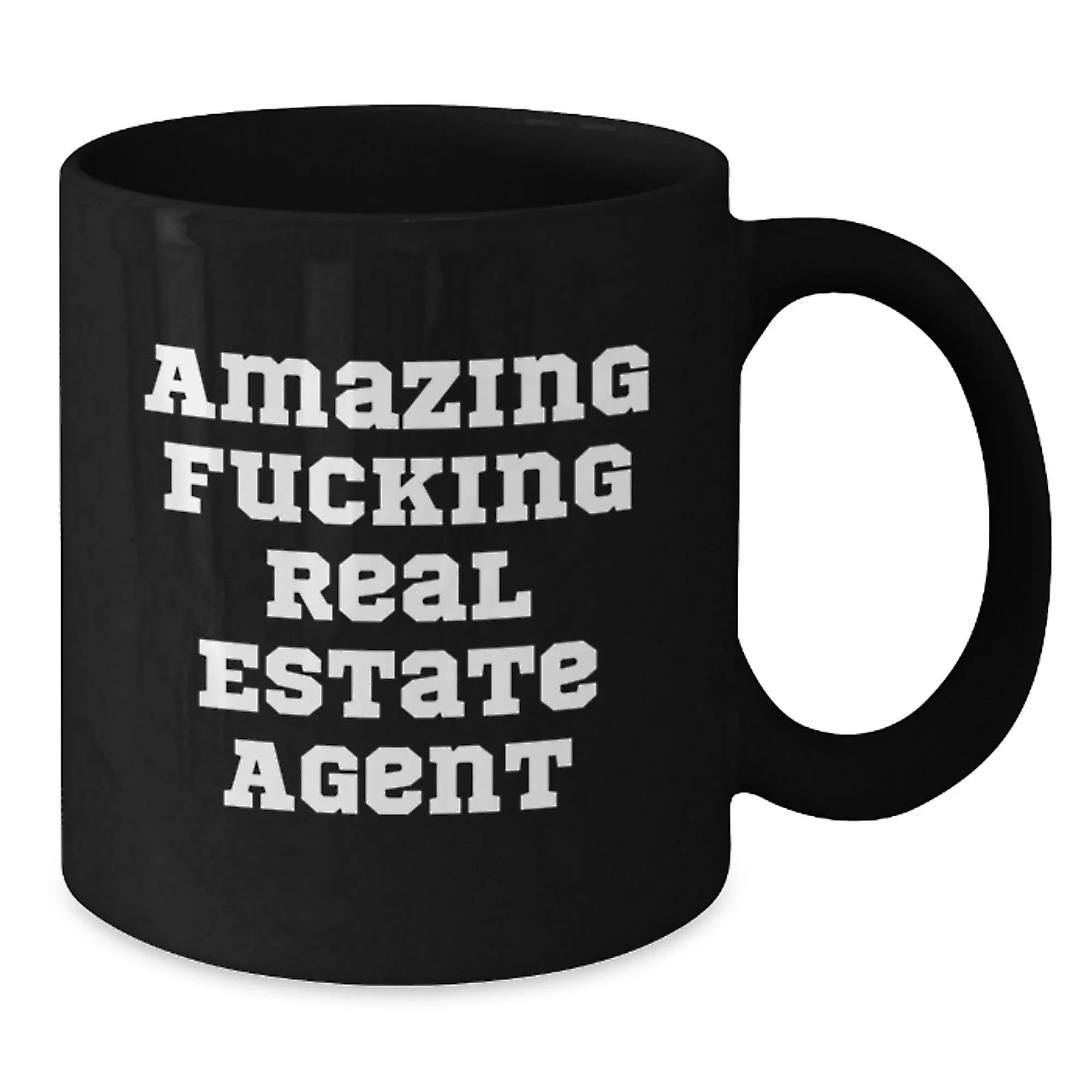 Funny Real Estate Agent Gifts for Him or Her - Black Coffee Mug, Gifts from [Men, Women, Coworkers, Family] - Inspirational Quote for Graduation, Unique Real Estate Agent Appreciation