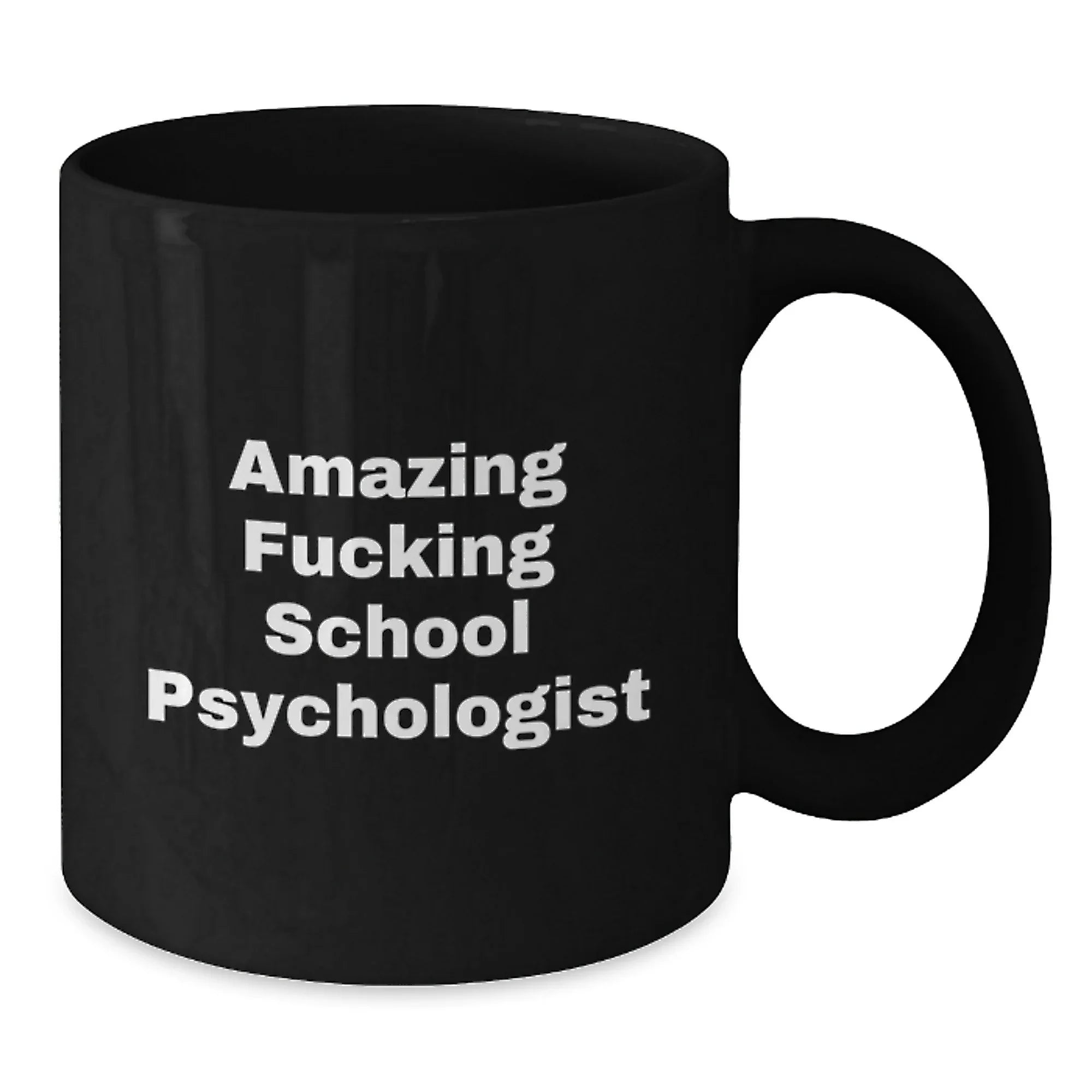 Funny School Psychologist Gifts from Men, Women to Friends, Coworkers, Family - School Psychologist 'Amazing F--king' Black Coffee Mug, Unique Christmas Unique Gifts