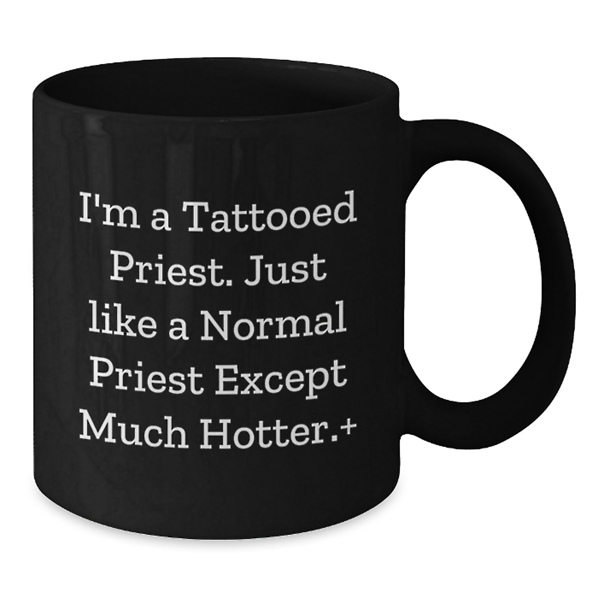 Funny Tattooed Priest Mugs Gifts for Men from Friends, Black Coffee Mug for Birthday Unique Gifts - Additional