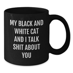 Funny Black and White Cat Gifts for Men, Women, Friends, Coworkers, Family, Black Coffee Mug Graduation Unique Ideas from Men, Women, Friends, Coworkers, Family - Additional
