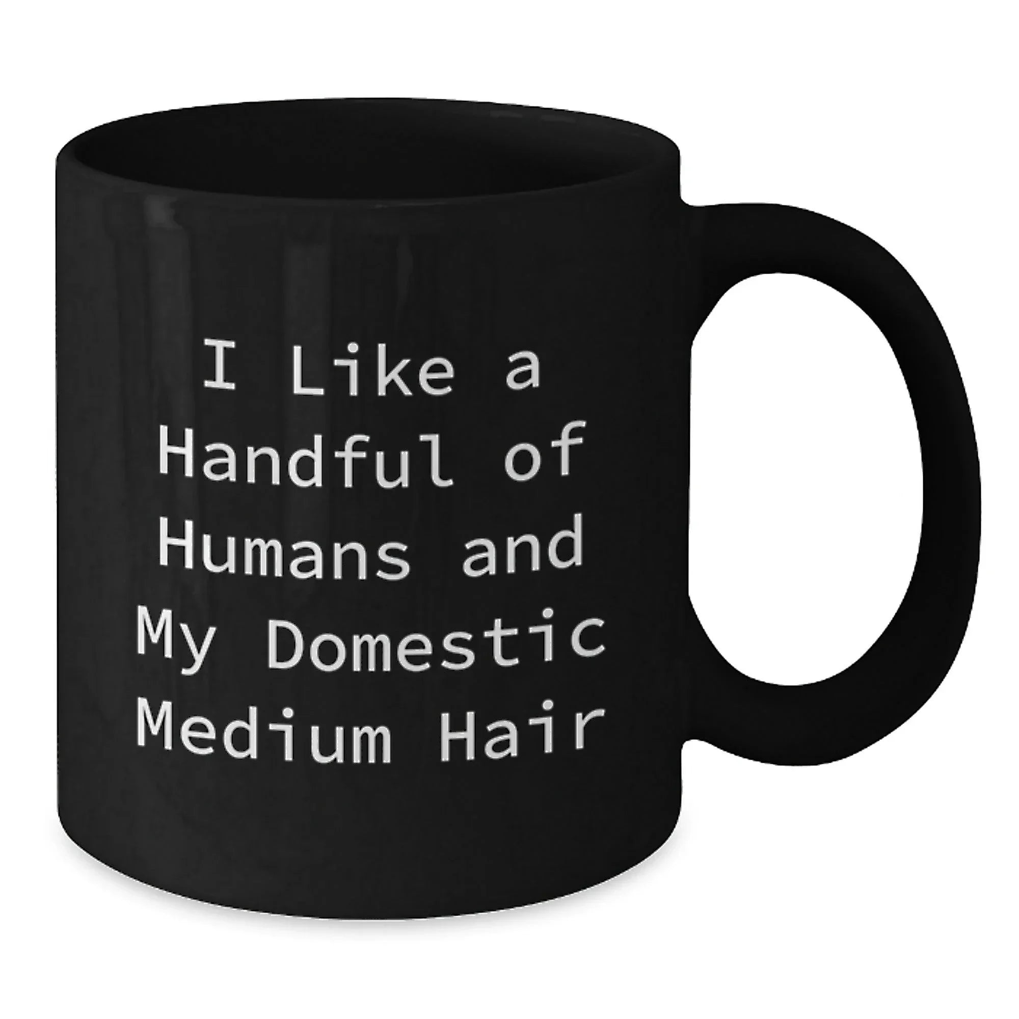 Funny Domestic Medium Hair Cat Gifts from Men, Women, Friends to Family, Black Coffee Mug for Christmas Unique Presents