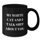 Funny White Cat Black Coffee Mugs for White Cat Lovers Gifts from Family Friends, Unique Father's Day Unique Gifts for Men Women - Additional